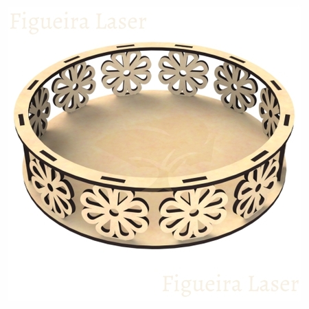 Bandeja Redonda Floral MDF 3 mm 20 cm