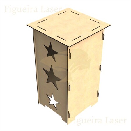 Cubo Festa MDF 6 mm Vazado 3 Estrelas